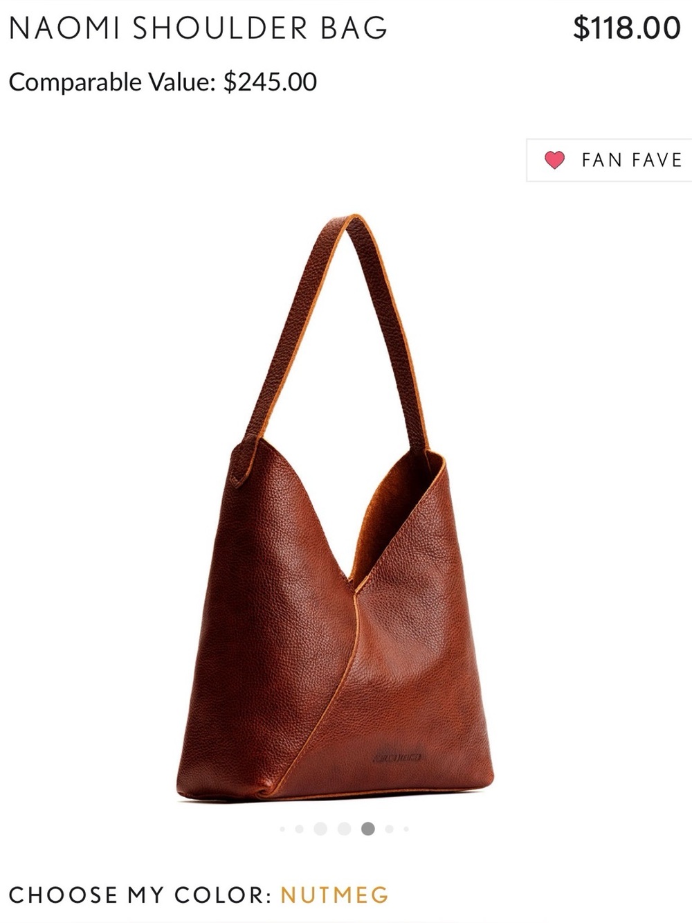 Portland Leather Goods Large Naomi in Nutmeg Pebbled Brown